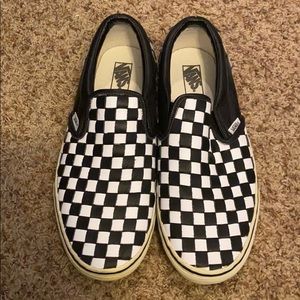 Faux leather black and white checkered vans